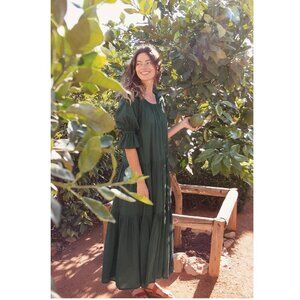 Daughters Of India Sahana Gown / Small / Emerald Green Tiered Maxi Dress